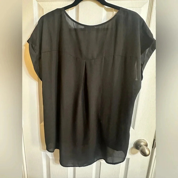 Guess XL Blouse - short sleeve black chiffon - Picture 4 of 4
